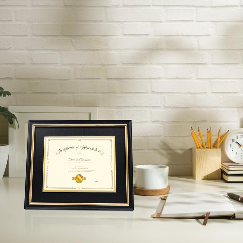 Hodeframe 10x12 Certificate Frame for 7x9 Diploma/Document/Picture with Black and Gold Mat, Solid Wood Degree Frame, High Definition Real Glass，Wall Display and Tabletop - Image 5